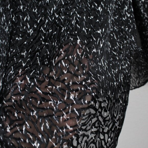 NWT Theory Chevron Burnout Button Silk Viscose Sheer Blouse Top - Picture 11 of 15